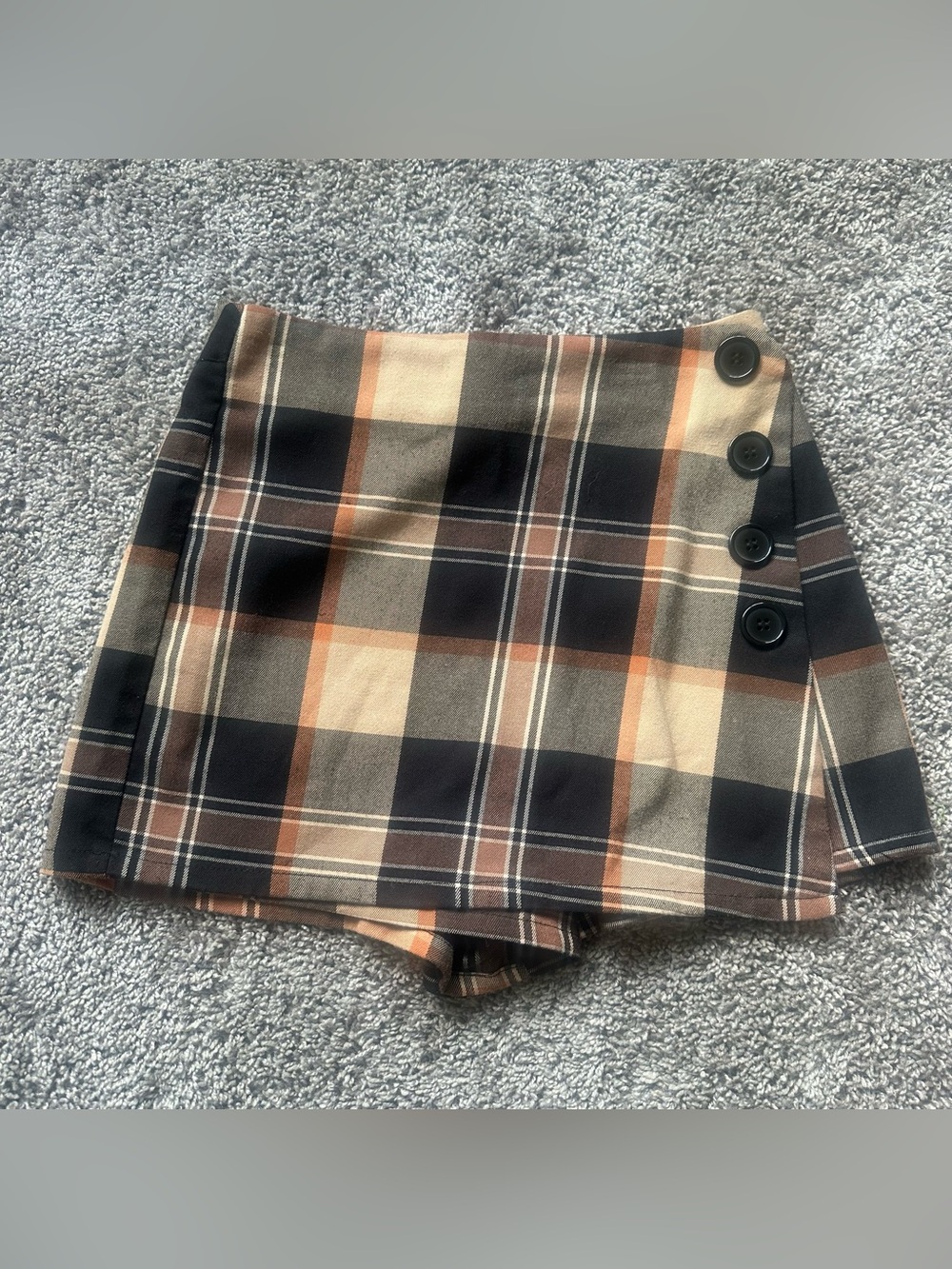 Forever 21 Plaid Skort in Black, Brown and Tan